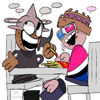 ringi and banjex eating fries