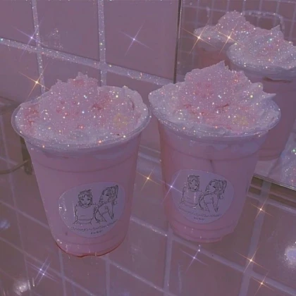 Y2k sparkle aesthetic pink milkshake frappe