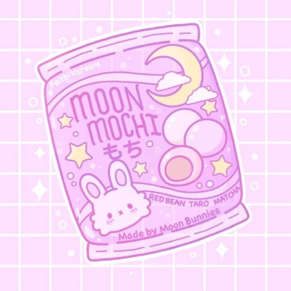 Purple Kawaii moon mochi bunny snack
