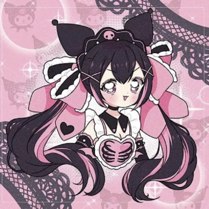 Kawaii | Anime girl Black and Pink