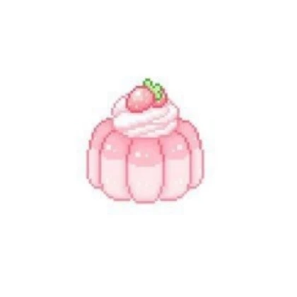 Kawaii cute pink strawberry cake pixel art