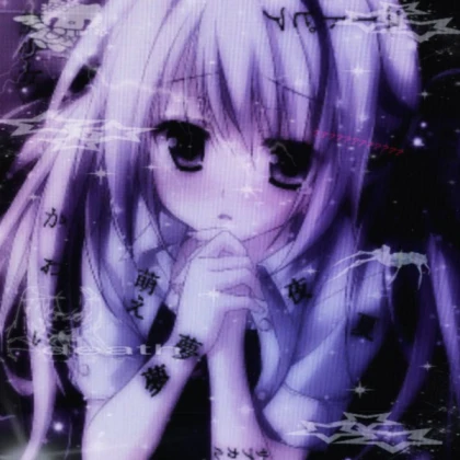 purple hair anime girl