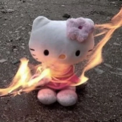 hello kitty burning