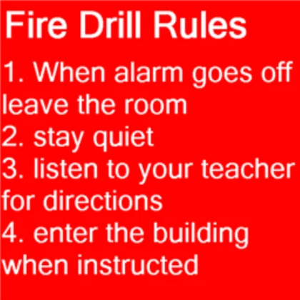 Fire drill rules sign