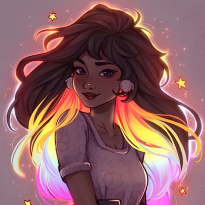 Aesthetic girl | Rainbow hair Glow Neon