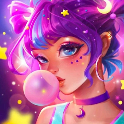 Aesthetic girl | Space Galaxy Star Purple