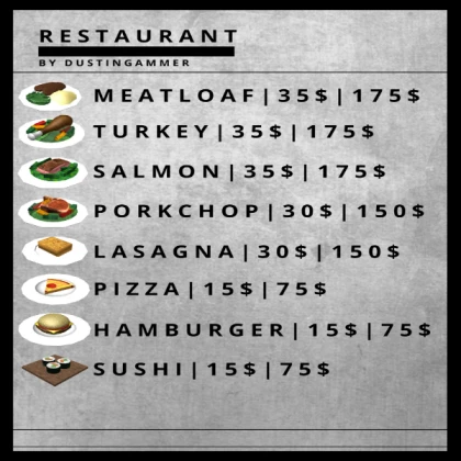 Restaurant Menu - Main (Outdated)