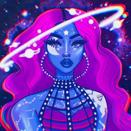 Aesthetic | Black girl Galaxy Glitch Space