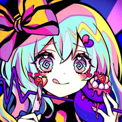 Anime girl | Neon Pastel Rainbow