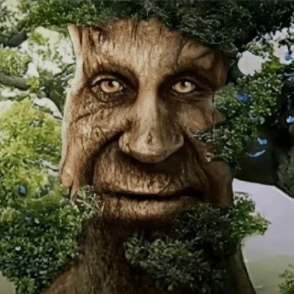 wise , mysterious and smiling tree