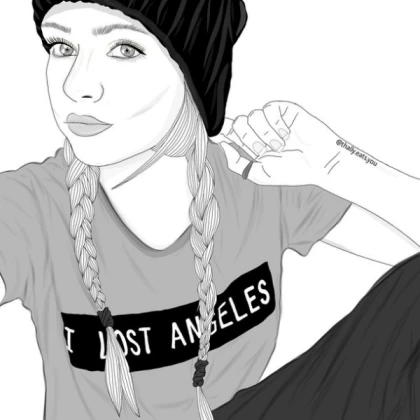 Beanie Girl Outline