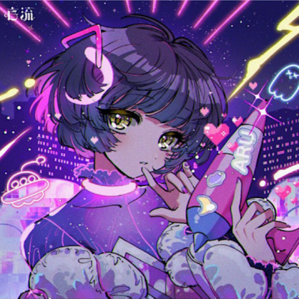 Aesthetic | Pastel Kawaii Anime girl Purple