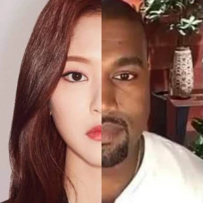 LOONA kpop kanye hyunjin split faces meme