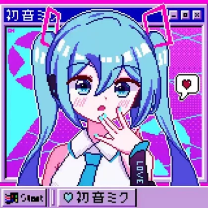 Hatsune Miku | Blue Game Pixel Kawaii