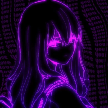 cyber purple anime girl