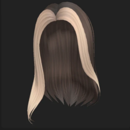 Brown hair with two blond strands