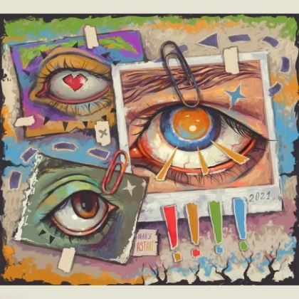 art collage of eyes - kidcore weirdcore