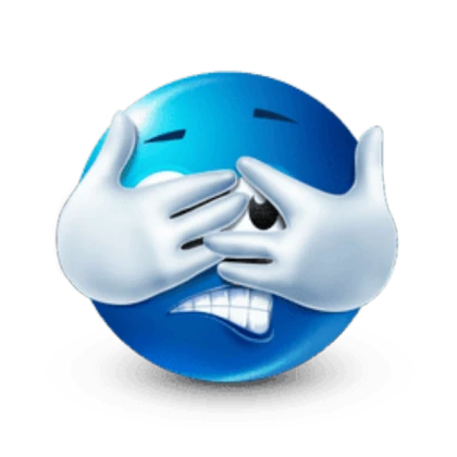 blue emoji covering their eyes