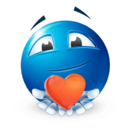 blue emoji giving their heart