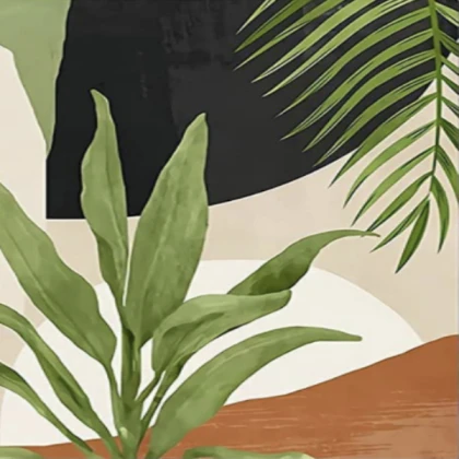 Minimal tones abstract leaves painting art