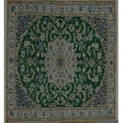 green and yellow rug ornate