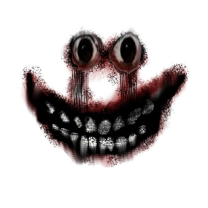 scary red smiling face