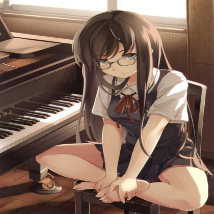 anime girl brown hair nerdy glasses