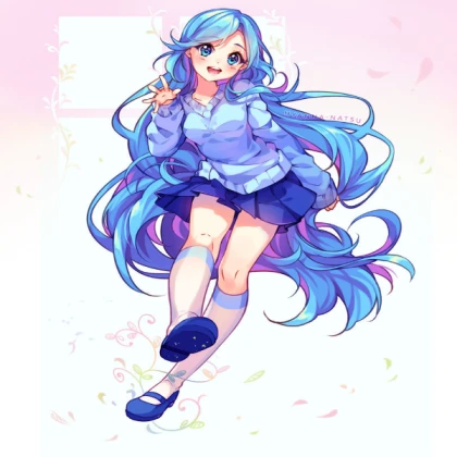 Blue Hair Anime Girl