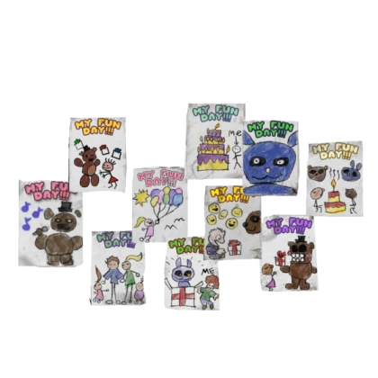 FNaF Left hall Kid drawings