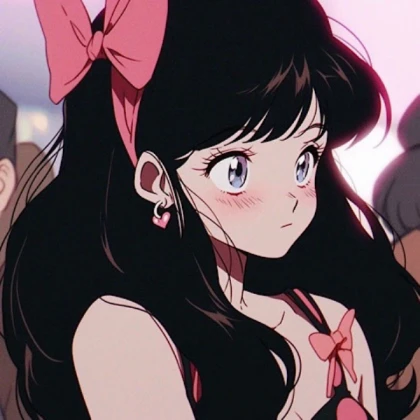 Kawaii | Pink Aesthetic anime girl Bow Shy