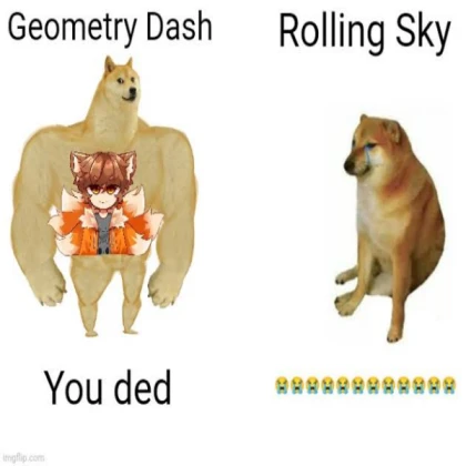 Geometry dash and rolling sky memes
