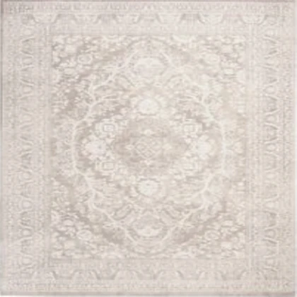 Geometric flower mandala beige carpet