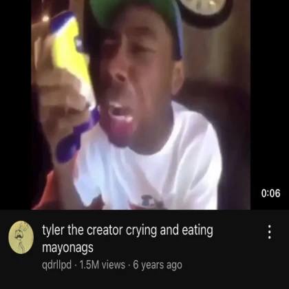 tyler the creator crying and eating mayonags