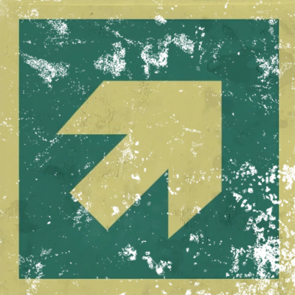 pointing arrow diagonal blue square sign grunge