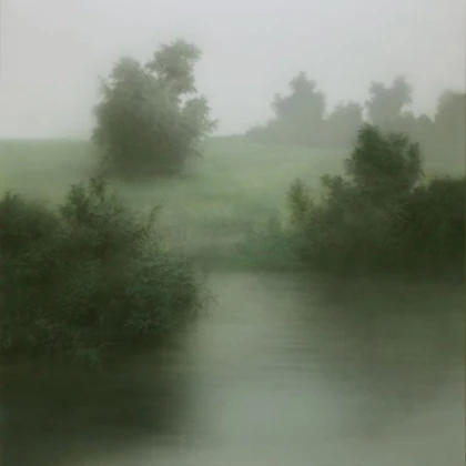 Grunge mist foggy green sage lake cottagecore