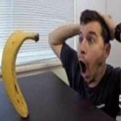 man scared of banana