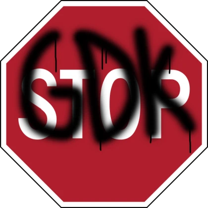 Graffiti on stop sign GDK