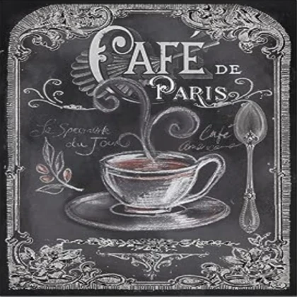 French cafe black board chalk sign