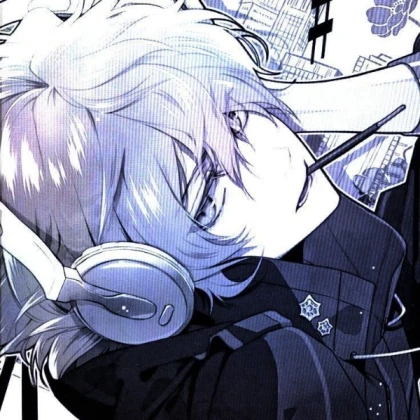 blue cyber anime boy icon