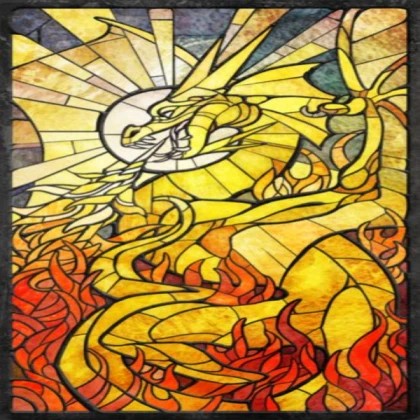 stained glass dragon painting