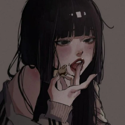 brown hair bangs girl pfp aesthetic anime