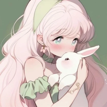 bunny pink hair girl pfp aesthetic cute art anime