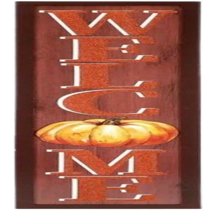 Orange autumn fall welcome sign for front door