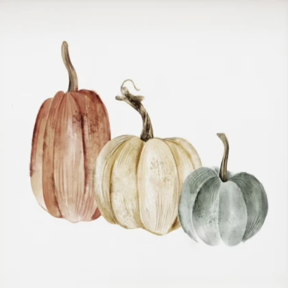 Green orange beige pumpkin painting autumn fall 2