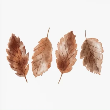 Brown orange white autumn fall leaves painting 1