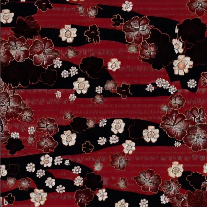 Red floral Japanese kimono pattern