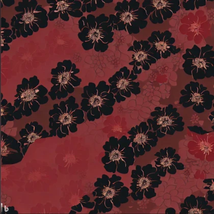 Red floral Japanese kimono pattern 2