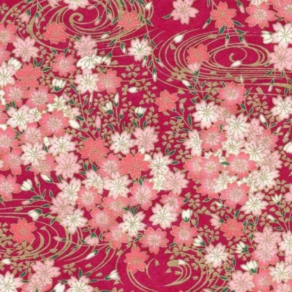 Hot pink floral Japanese kimono pattern