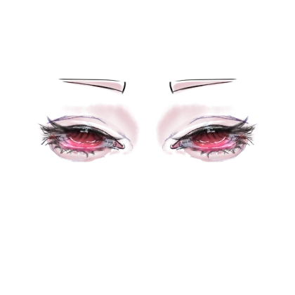 Hot Pink Gloomy Eyes + Black Eyelashes (Raised)