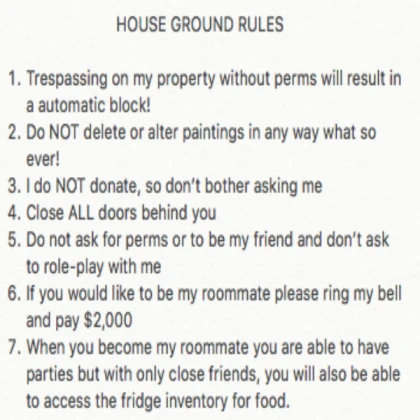 BLOXBURG HOUSE RULES